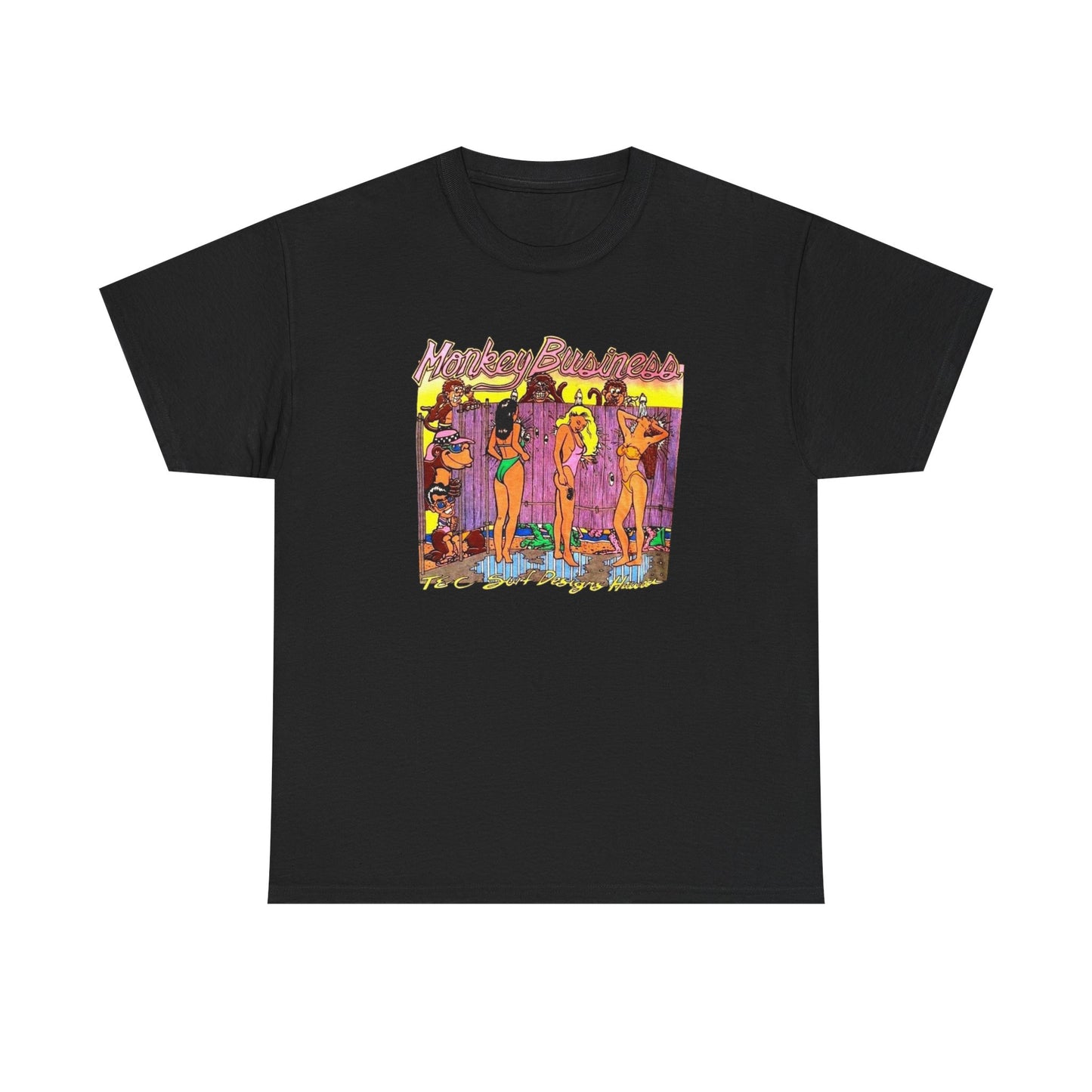 Monkey Business Surfing Graphic T Shirt Unisex Heavy Cotton Tee Gift