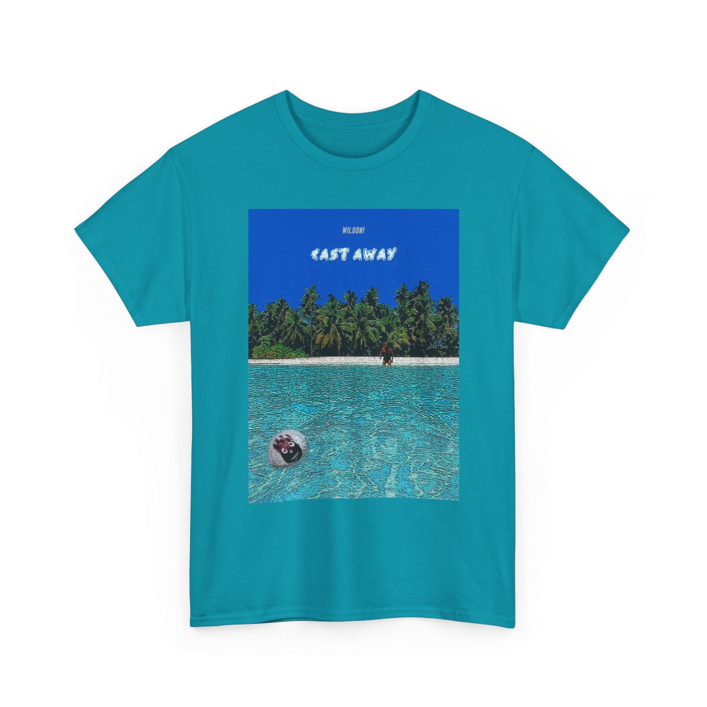 Cast Away Wilson Funny Retro Graphic T Shirt NEW Unisex Heavy Cotton Tee