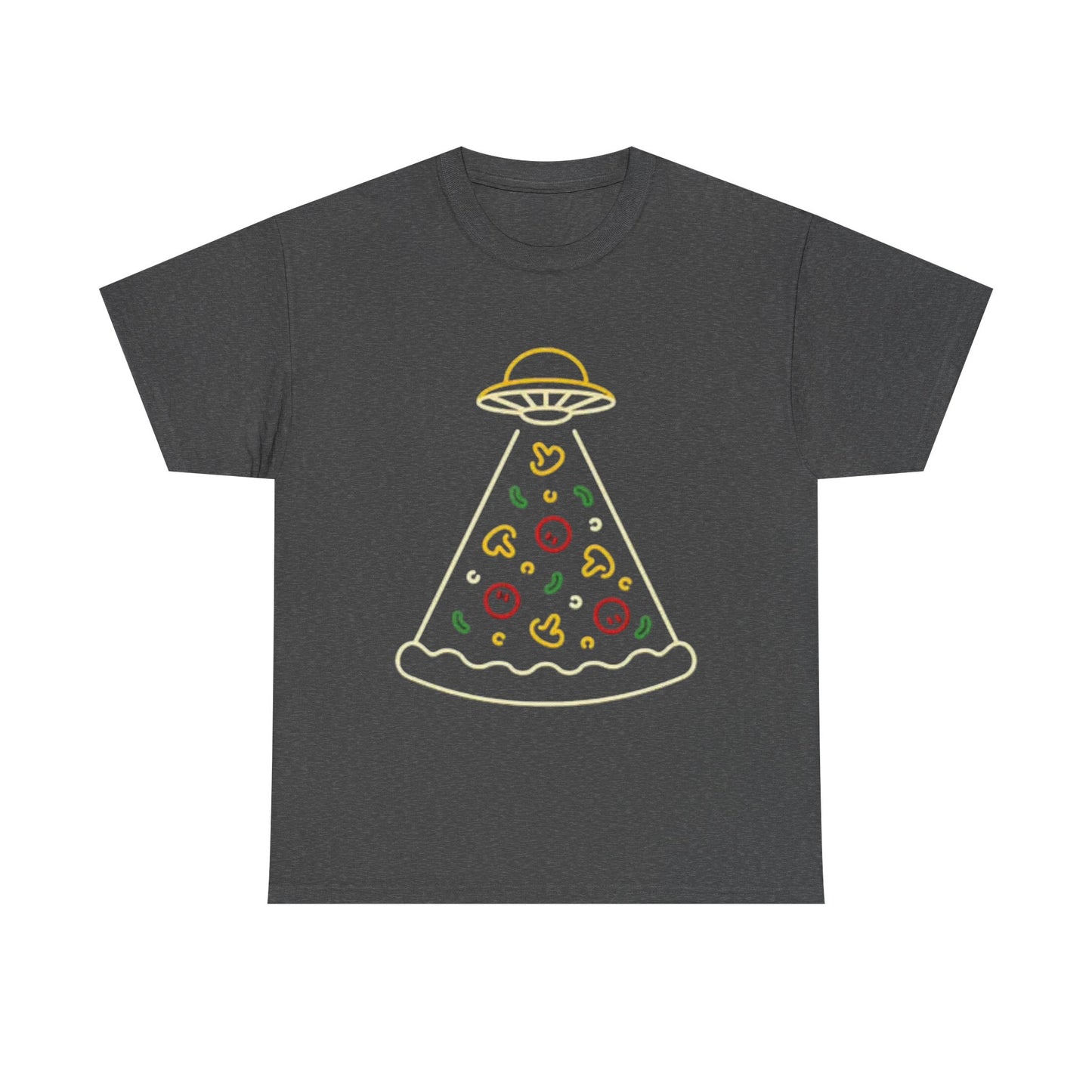 Space Pizza Shirt Funny Aliens One Bite Pizza Graphic Unisex Heavy Cotton Tee