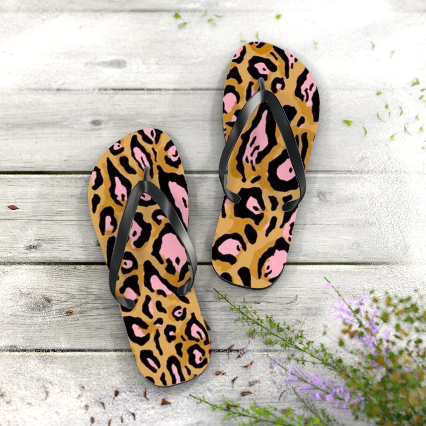 Animal Print Pink Beach Sandals, Slides for Summer, Flip Flops