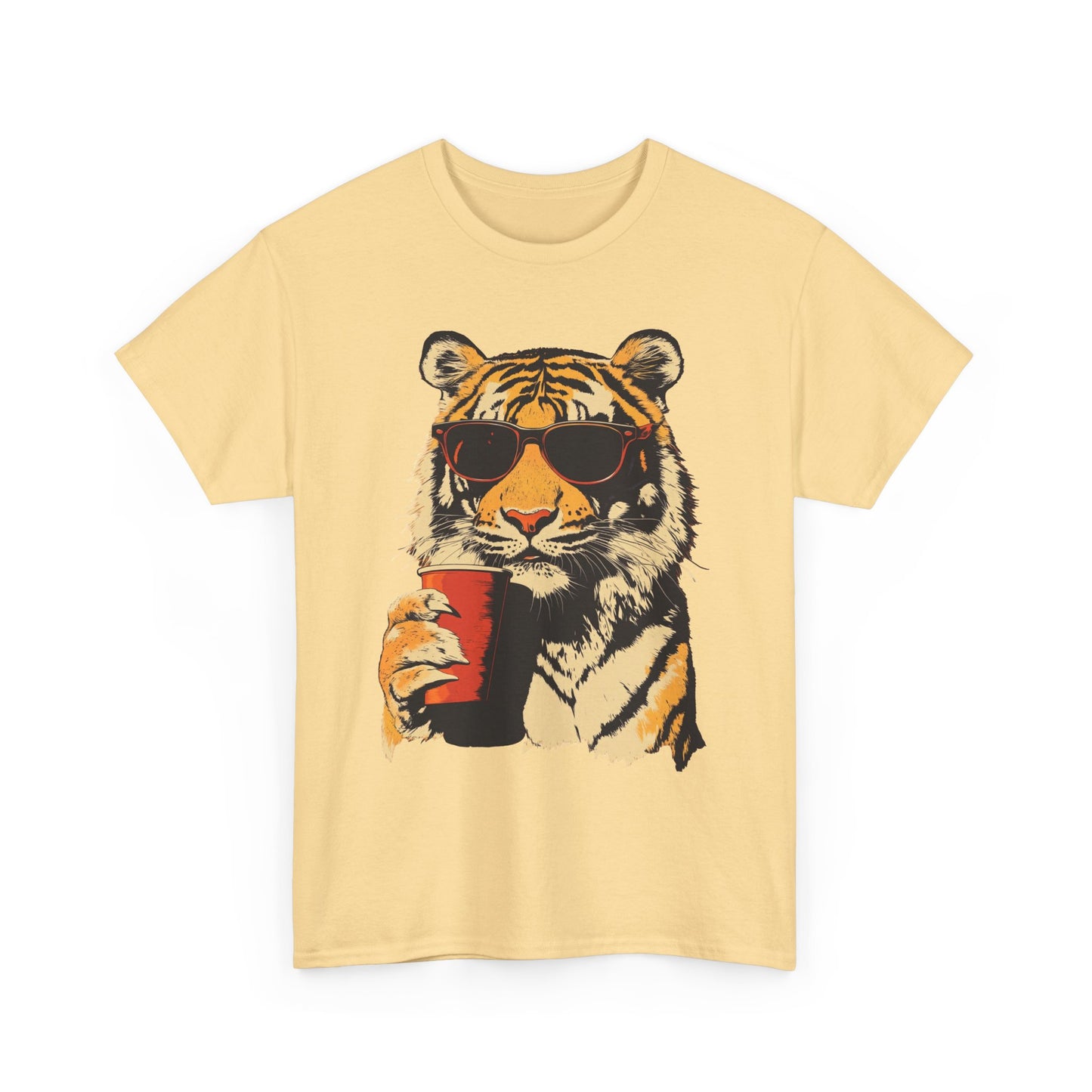 Chill Out Party Tiger Retro Graphic T Shirt Regular Men's Heavy Cotton Tee