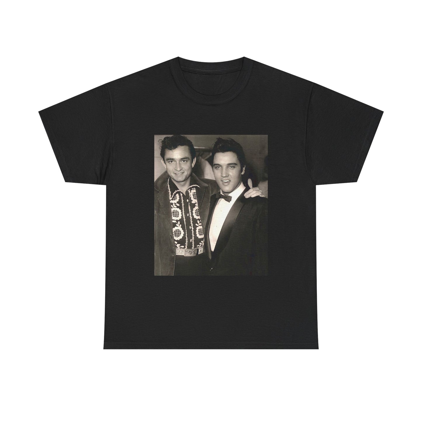 Elvis And Johnny cash shirt vintage graphic art black and white Heavy Cotton