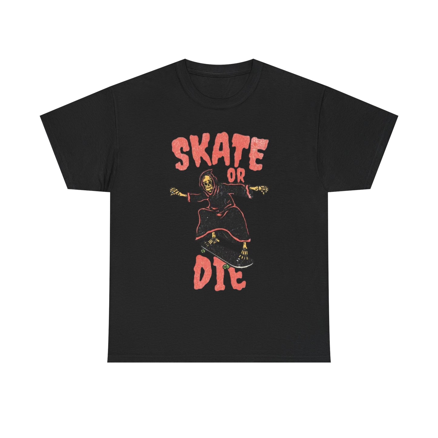 Skate Or Die Shirt Retro Skateboarding Dunks Skeleton Unisex Heavy Cotton Tee