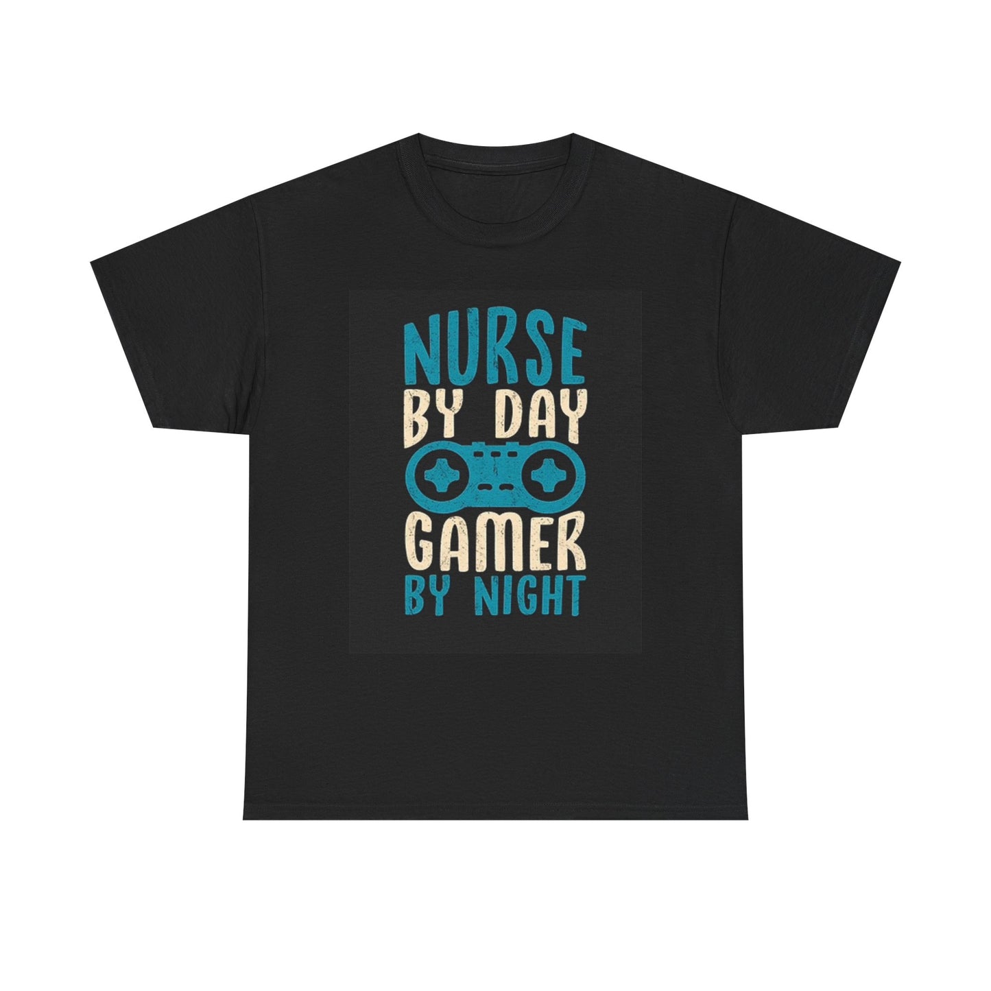 Nurse By Day Gamer By Night Graphic T Shirt Unisex Heavy Cotton Tee
