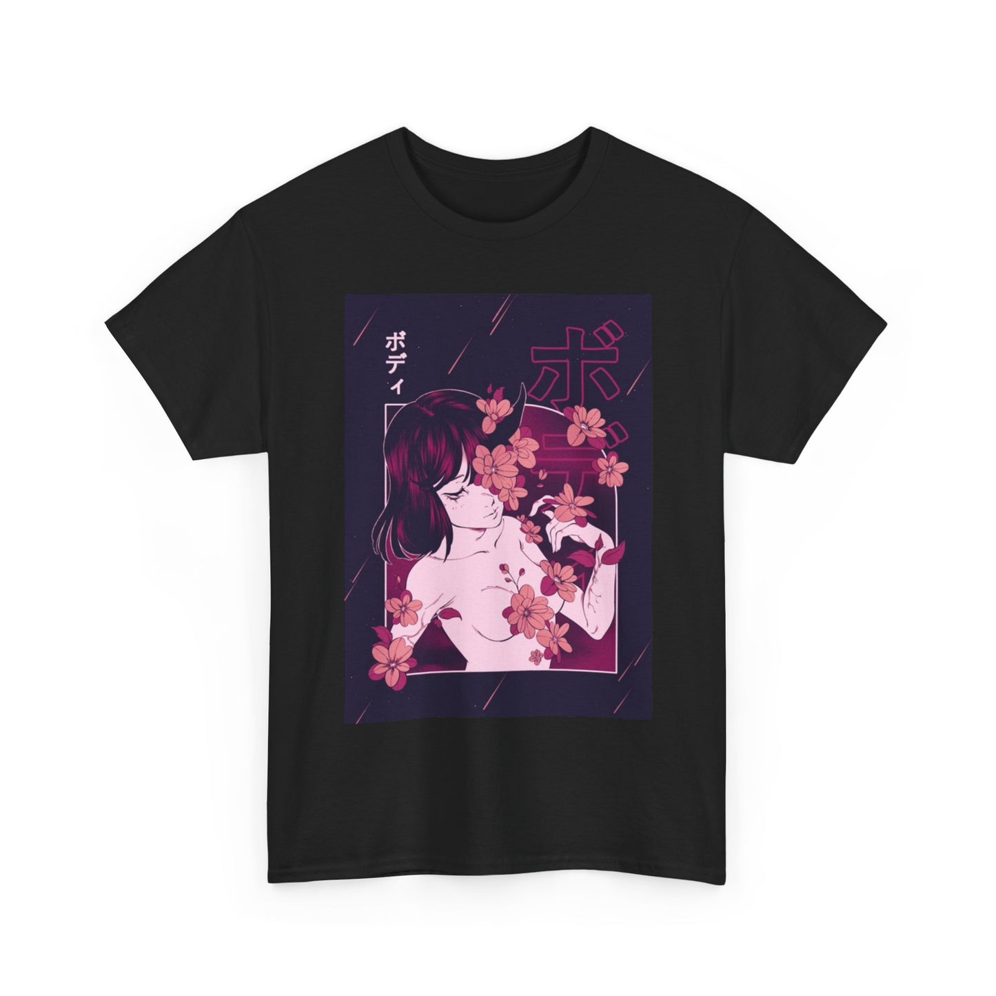Waifu Anime T-shirt Girl Graphic Cartoon Retro Gaming Unisex Heavy Tee Gamer 33