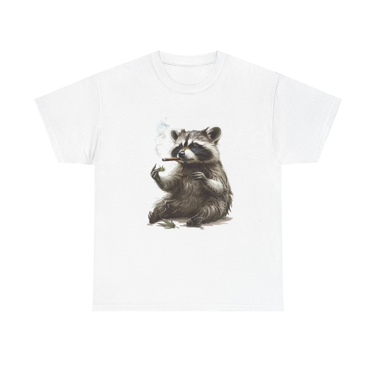 Pothead Raccoon Graphic T Shirt Smoking Weed Jokes Unisex Heavy Cotton Tee
