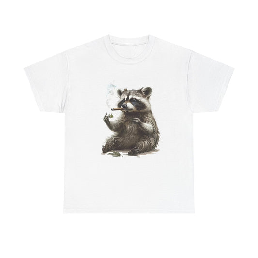 Pothead Raccoon Graphic T Shirt Smoking Weed Jokes Unisex Heavy Cotton Tee