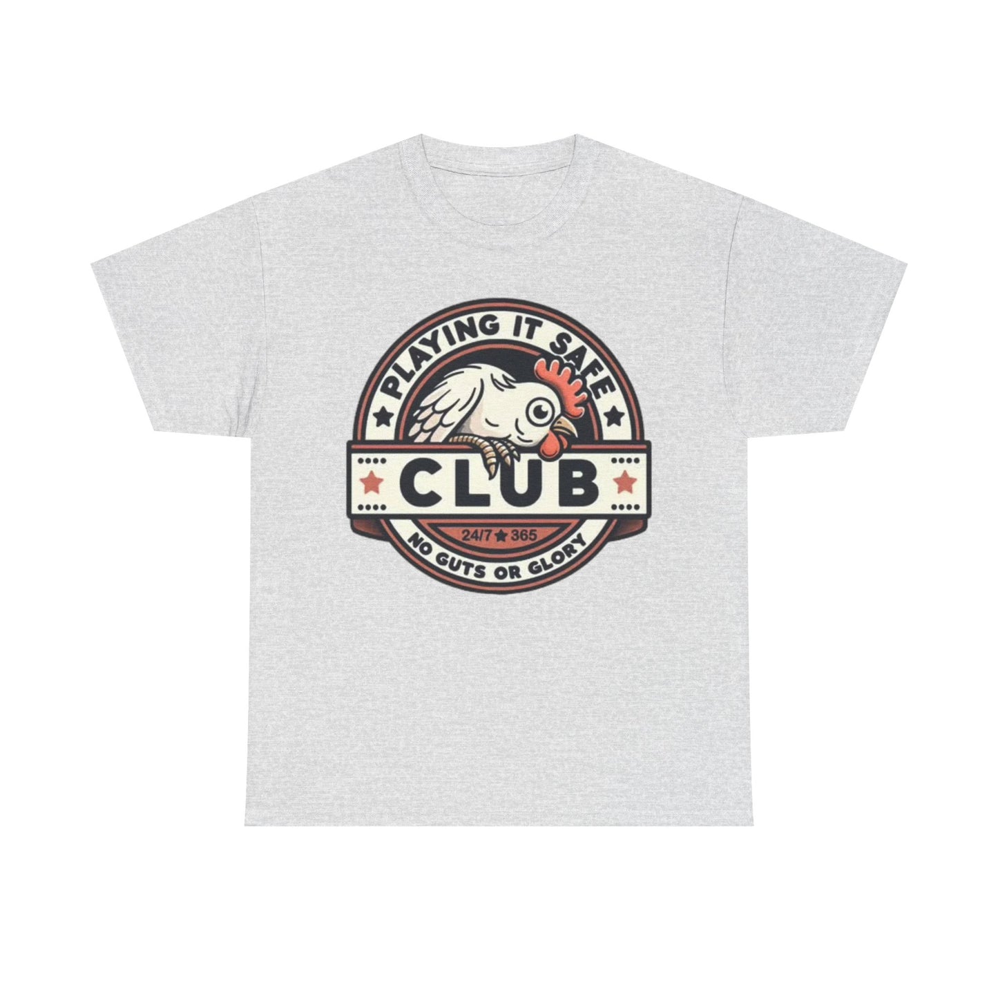Playing It Safe Rooster Club Shirt Funny Graphic Birds Unisex Heavy Cotton Tee