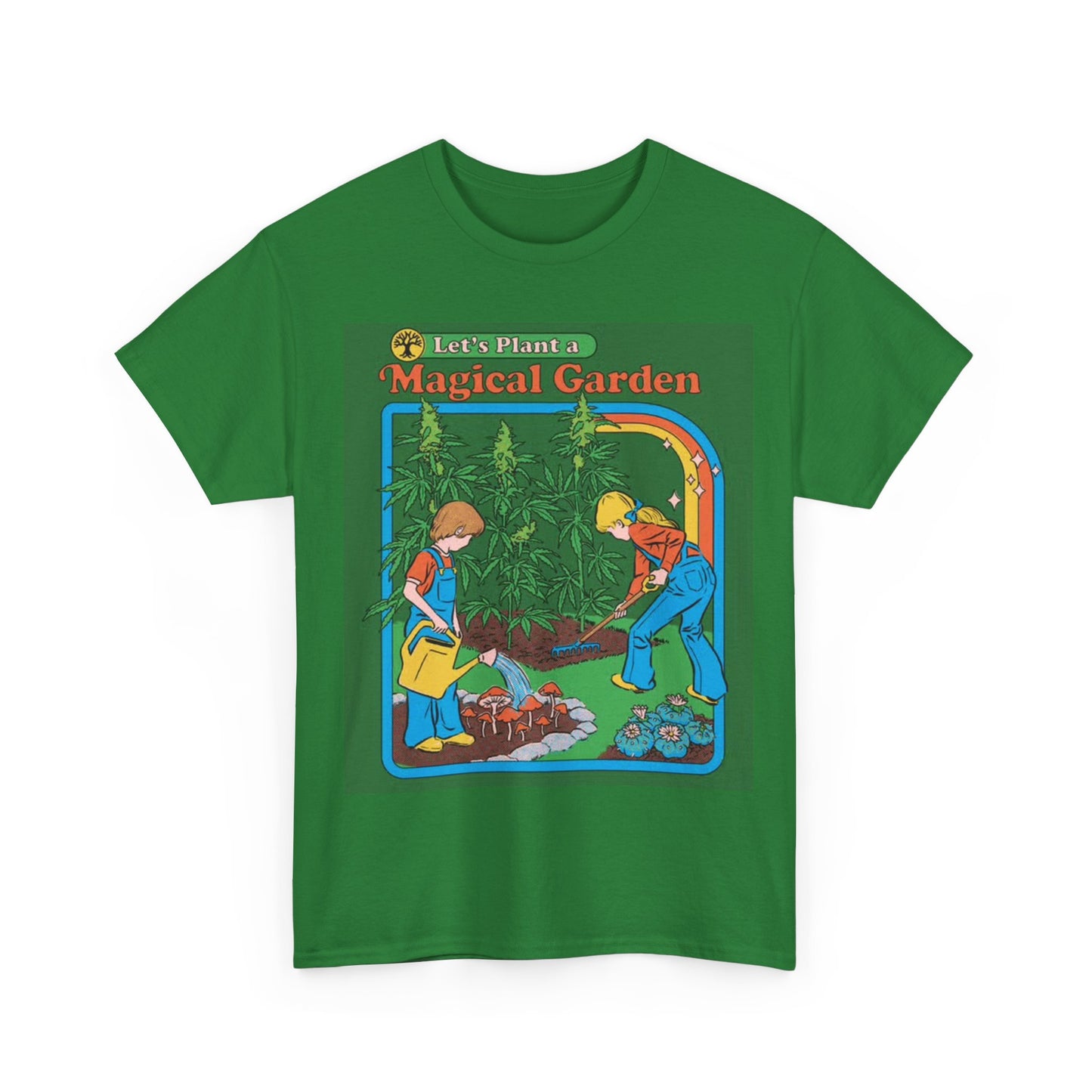 Magical Garden Tshirt Vintage Weed Funny Graphic Mushrooms Unisex Heavy Cotton
