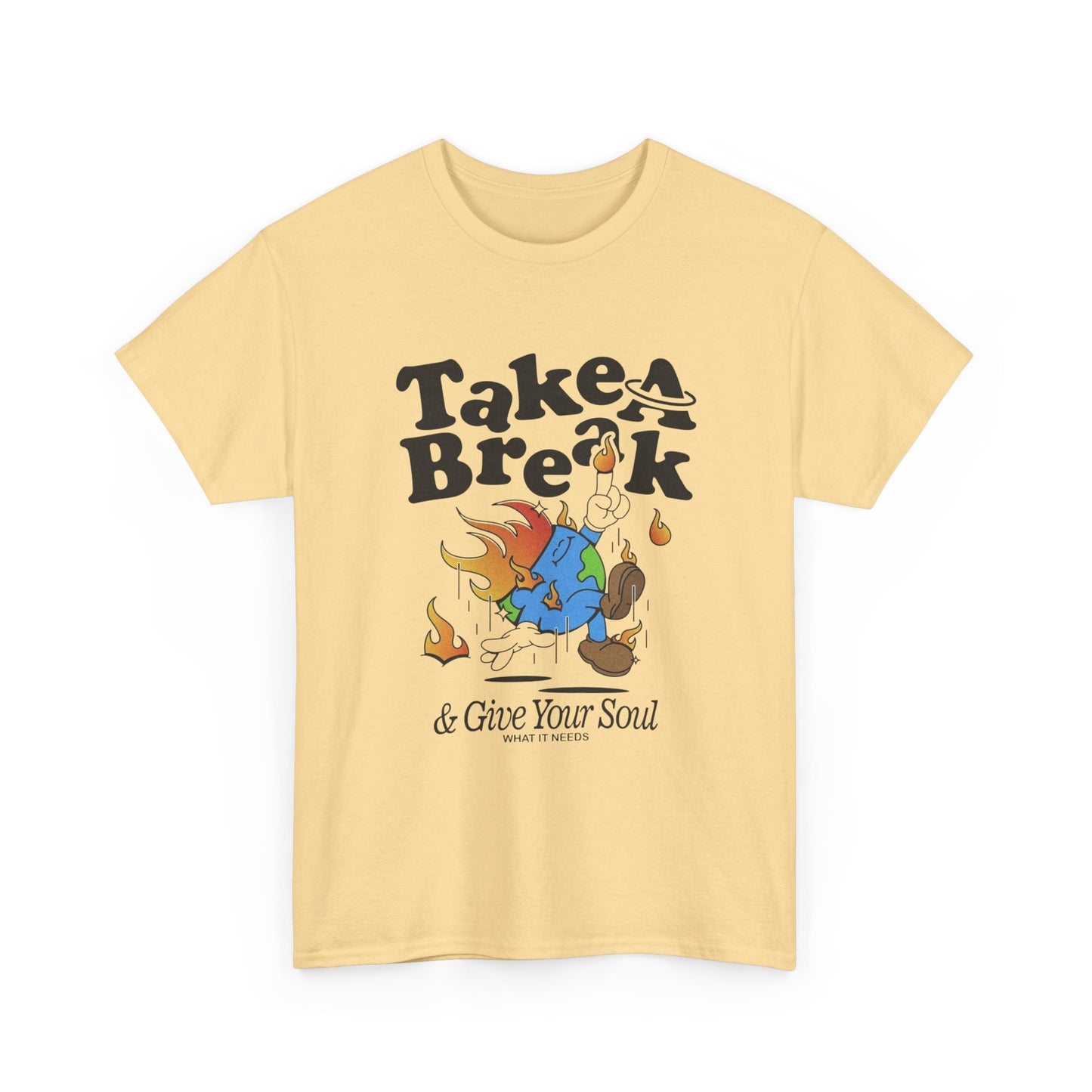 Take A Break For Your Soul World Graphic T Shirt Unisex Heavy Cotton Tee