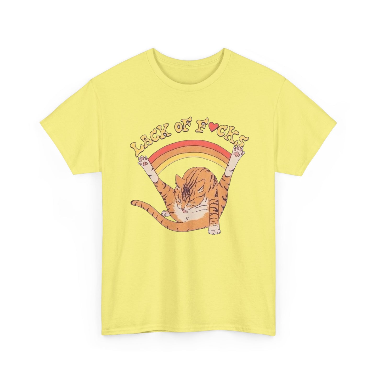 Lack Of Cares Funny Cat Rainbow Graphic T Shirt NEW Adult Tee