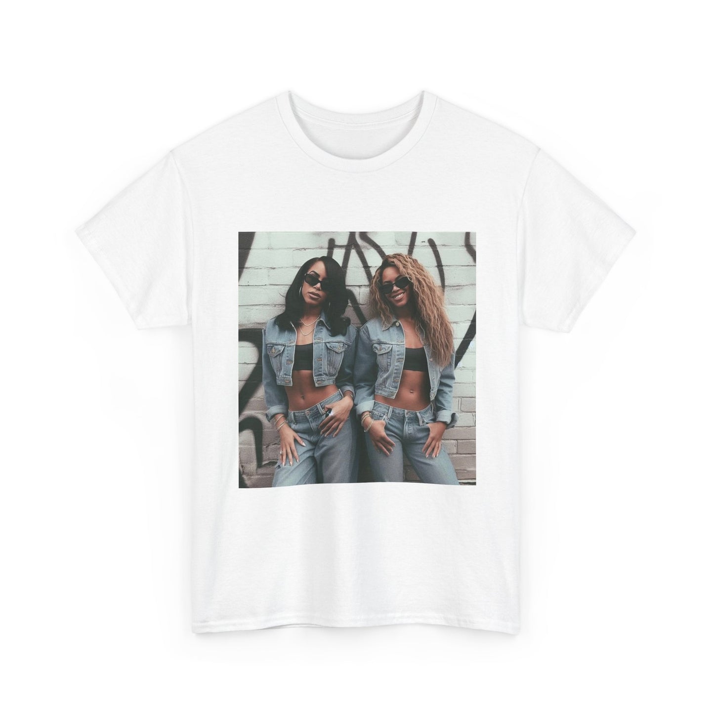 Aaliyah And Beyonce Tshirt Vintage Tour New York Queens Unisex Heavy Cotton Tee