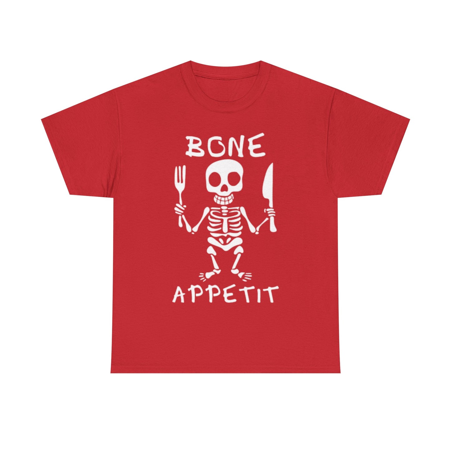 Bone Appetit Shirt Funny Comedy Jokes Skeleton Chef Sous Unisex Heavy Cotton Tee