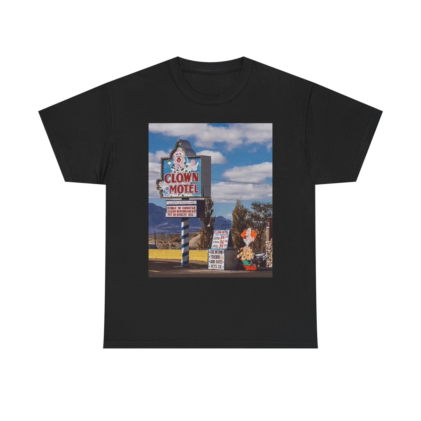 Clown Motel Graphic T Shirt Vintage Fair Funny Retro Unisex Heavy Cotton Tee