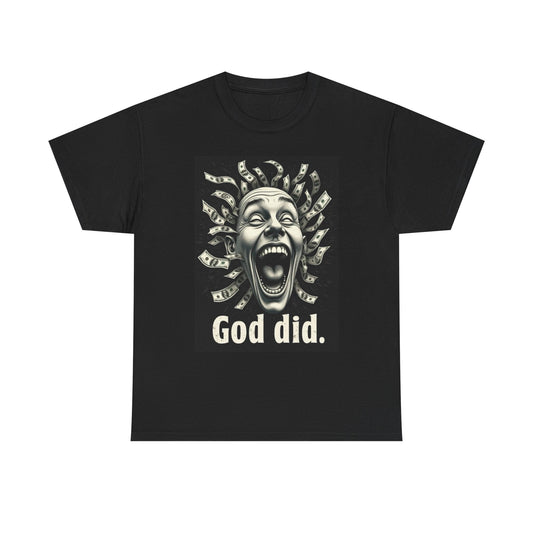 God Did Graphic T Shirt Retro Money Banks Head Medusa Unisex Heavy Cotton Tee
