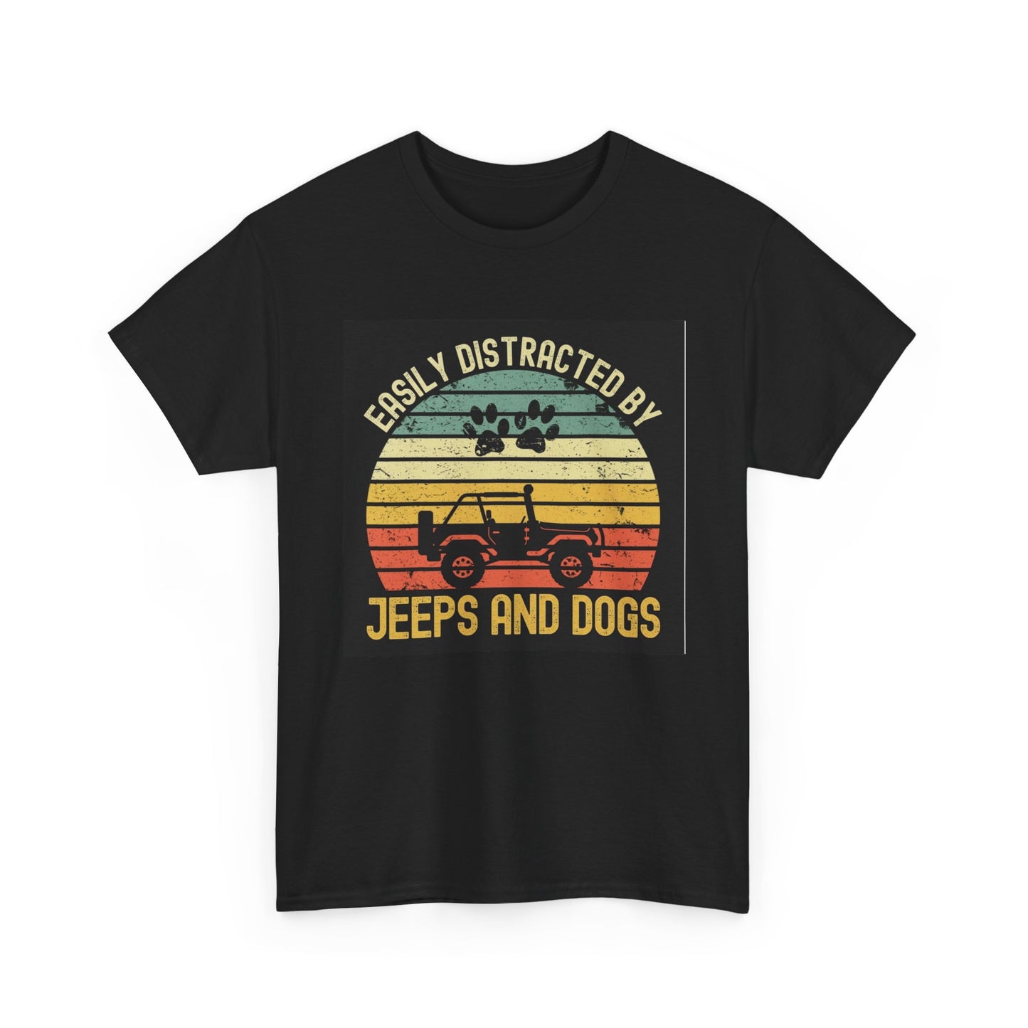 Jeeps And Dogs Tshirt Offroading Retro Vibes Unisex Heavy Cotton Tee