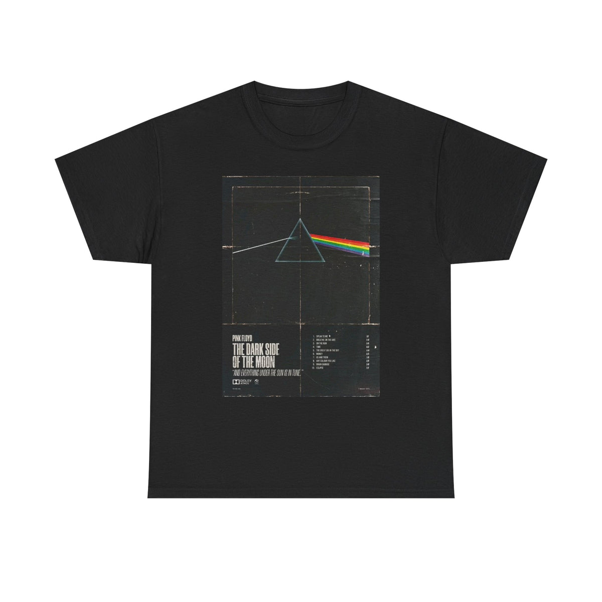 Dark Side Of The Moon T Shirt Vintage Rock Album Unisex Heavy Cotton Tee