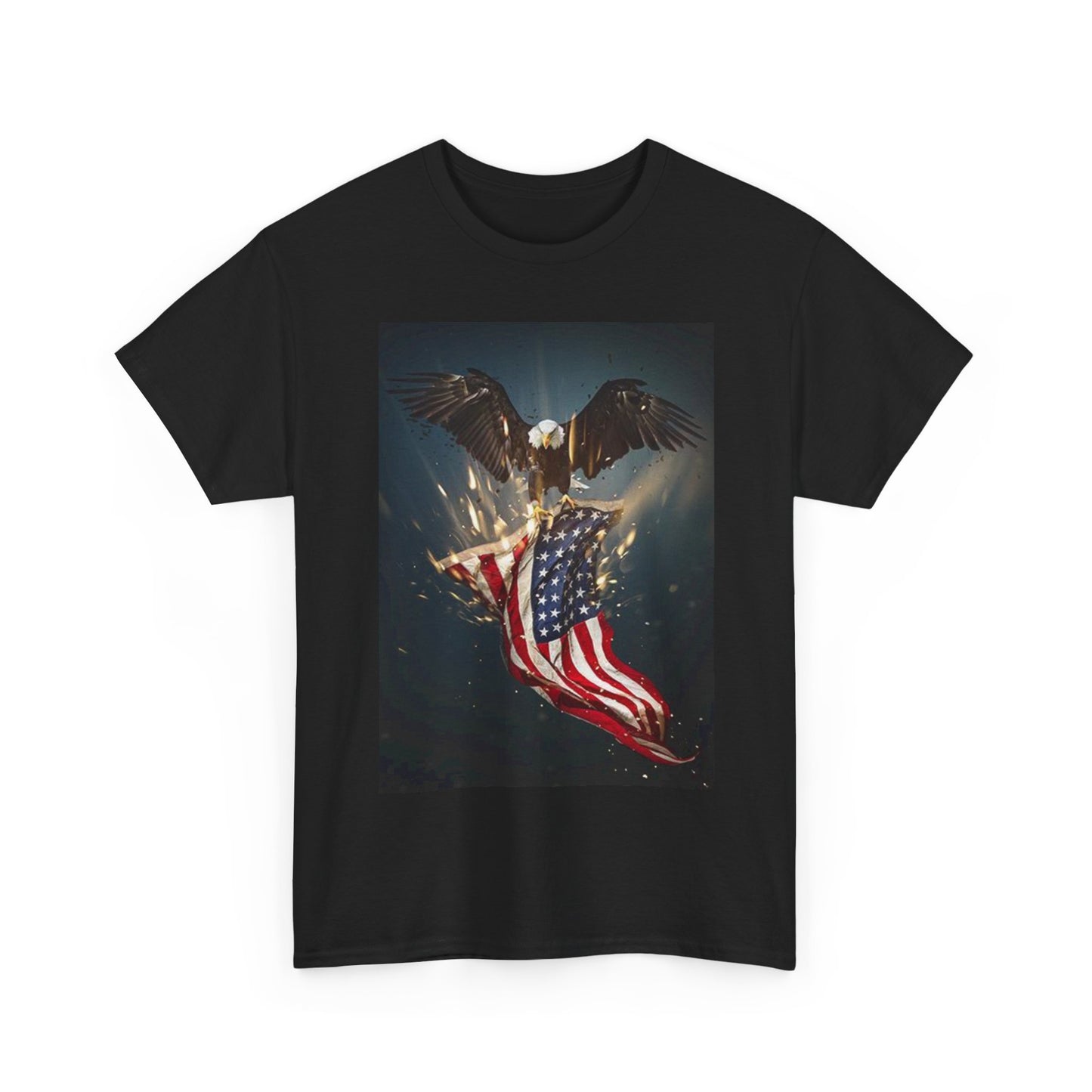 American flag T-shirt Bald eagle birds patriotic graphic Unisex Heavy Cotton Tee