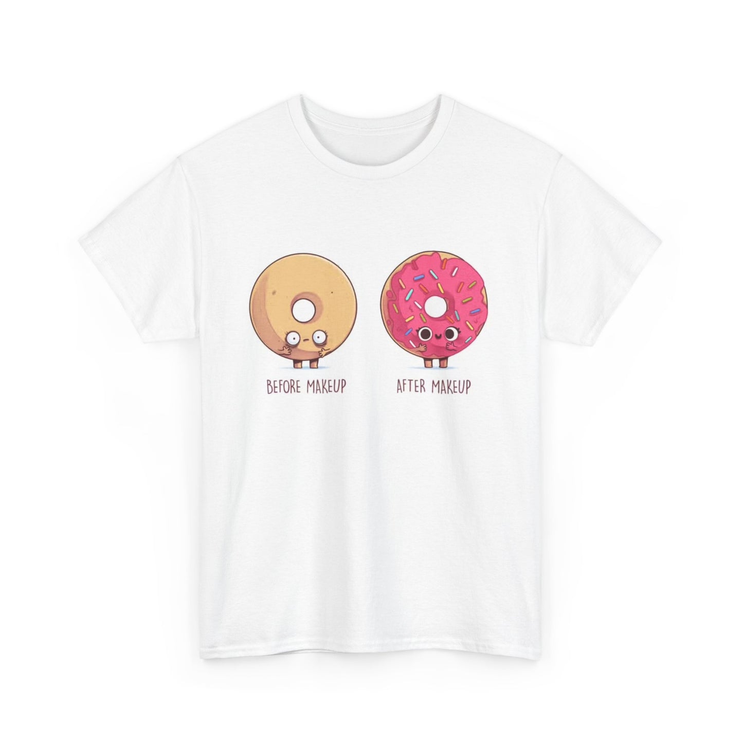 Donut MakeUp Tshirt Funny Cute With and Without Makeup Unisex Heavy Cotton Tee