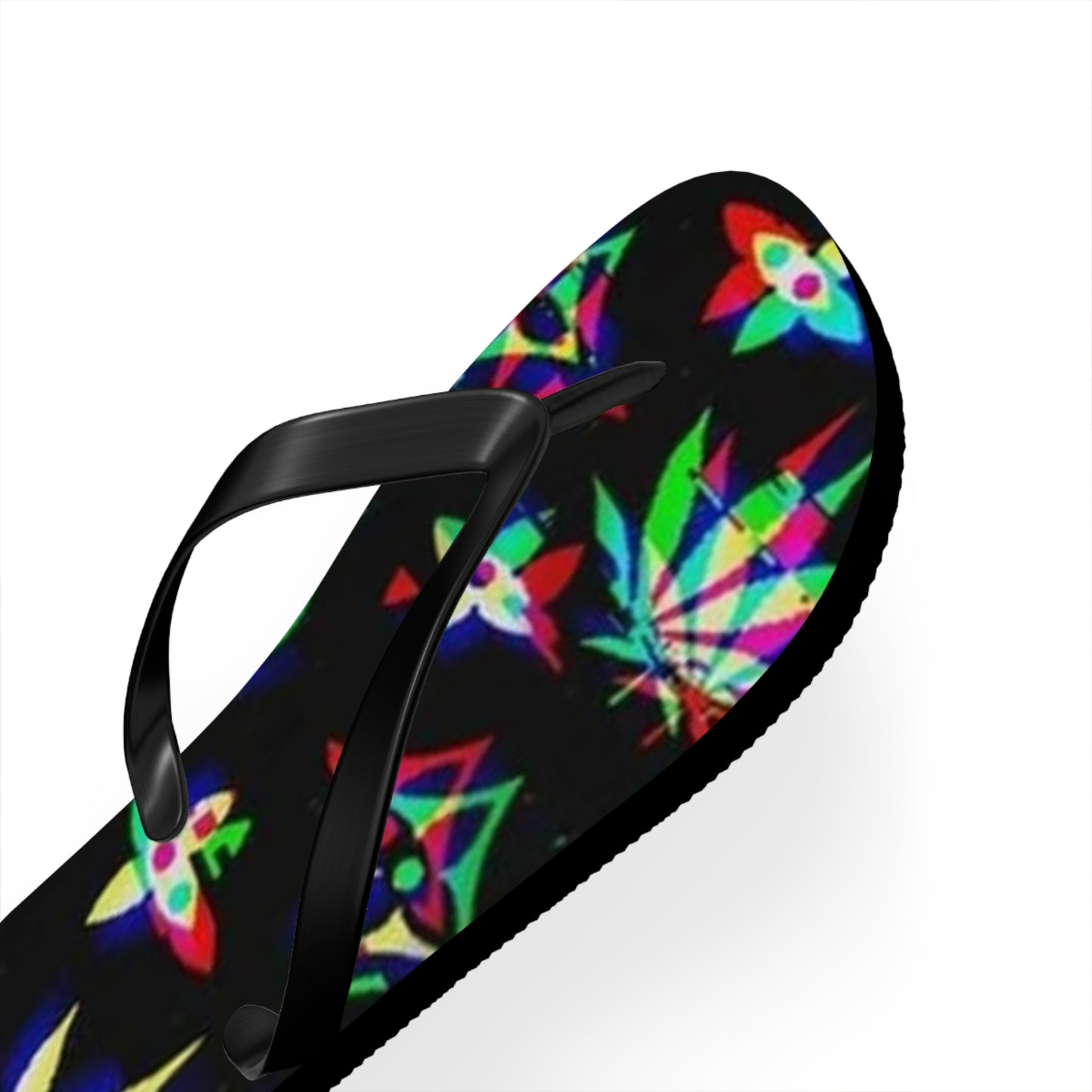 WAVES And SUN Co Sandals Weed Leafs  - Flip Flops -Slides Summer Beach BRAND NEW