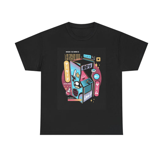 Arcade gaming Tshirt Vintage neon art N64 retro gamer Unisex Heavy Cotton Tee