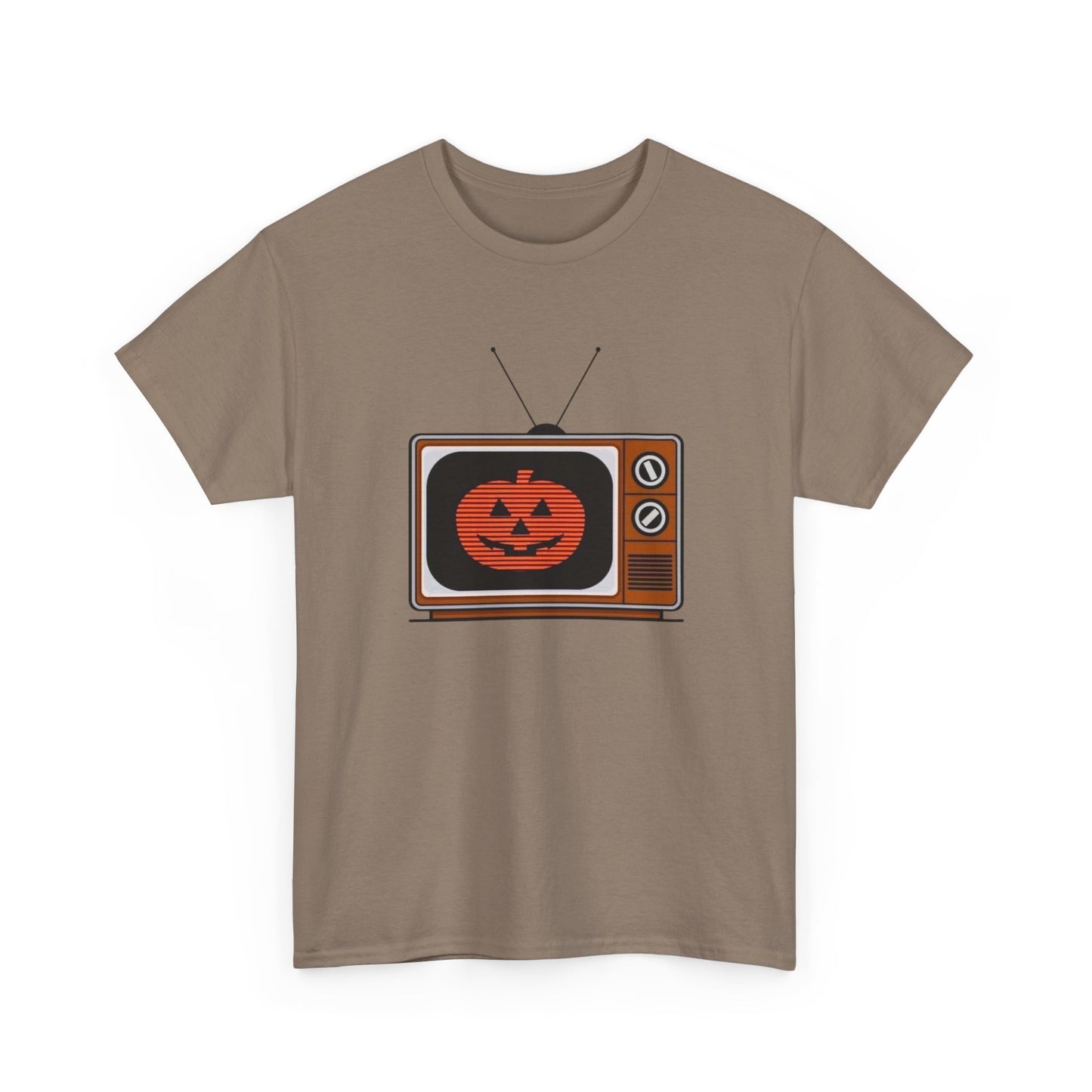 Halloween Pumpkin Tv Retro Graphic T Shirt Unisex Heavy Cotton Tee