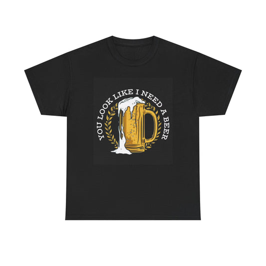 Need A Beer Graphic T Shirt Funny Beer Mug Jokes Bar Unisex Heavy Cotton Tee