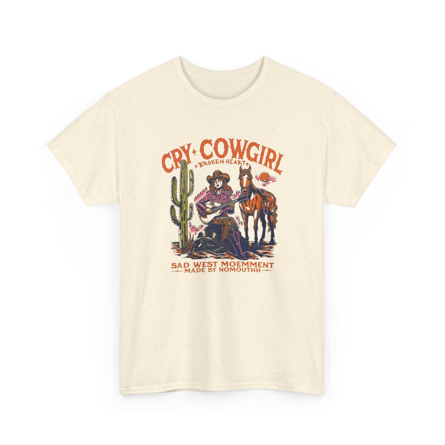 Cry Cowgirl Retro Graphic T Shirt Unisex Heavy Cotton Tee New Gift