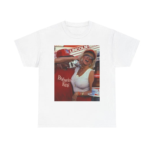 Bud Vintage Beer Poster Racing T Shirt Graphic Unisex Heavy Cotton Tee NEW GIFT