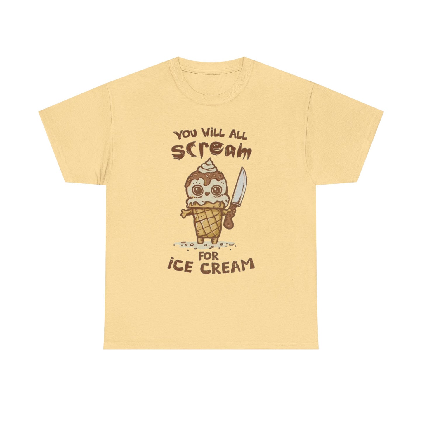 Scream For Ice Cream Funny Graphic T Shirt NEW Unisex Heavy Cotton Tee