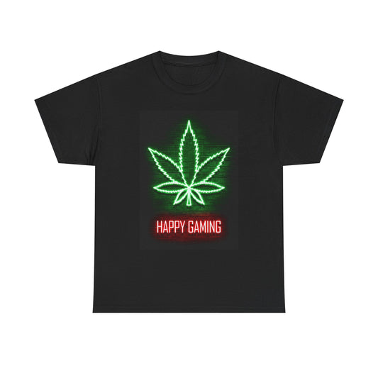 Happy 420 Gaming T Shirt Weed Graphic Unisex Heavy Cotton Tee