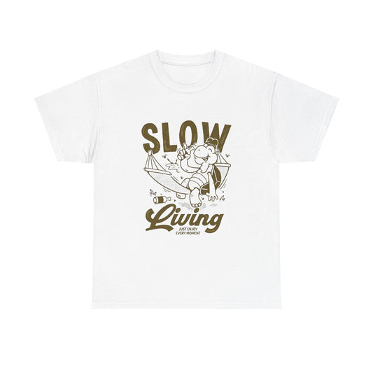Slow Living Graphic T-Shirt Comfy Cotton Tee Brand NEW