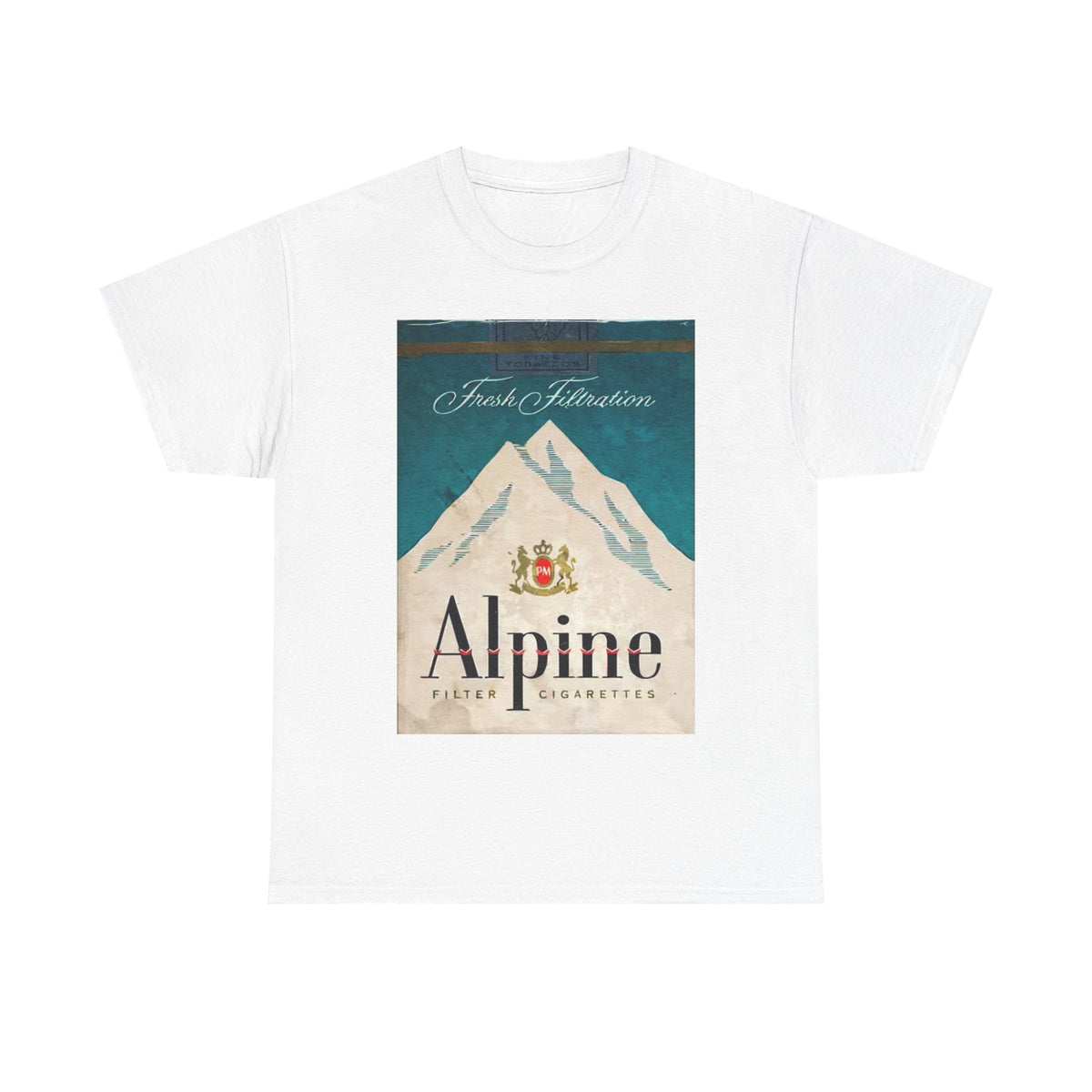 Alpine Cigarette Poster Tshirt Vintage NewPort Menthol Retro Unisex Heavy Cotton