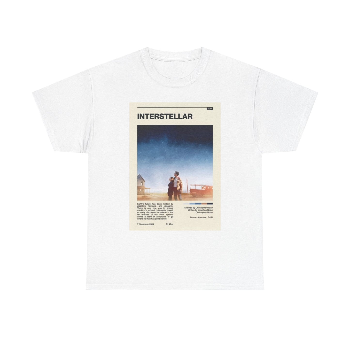 Interstellar Shirt Retro Movie Poster Space travel Unisex Heavy Cotton Tee