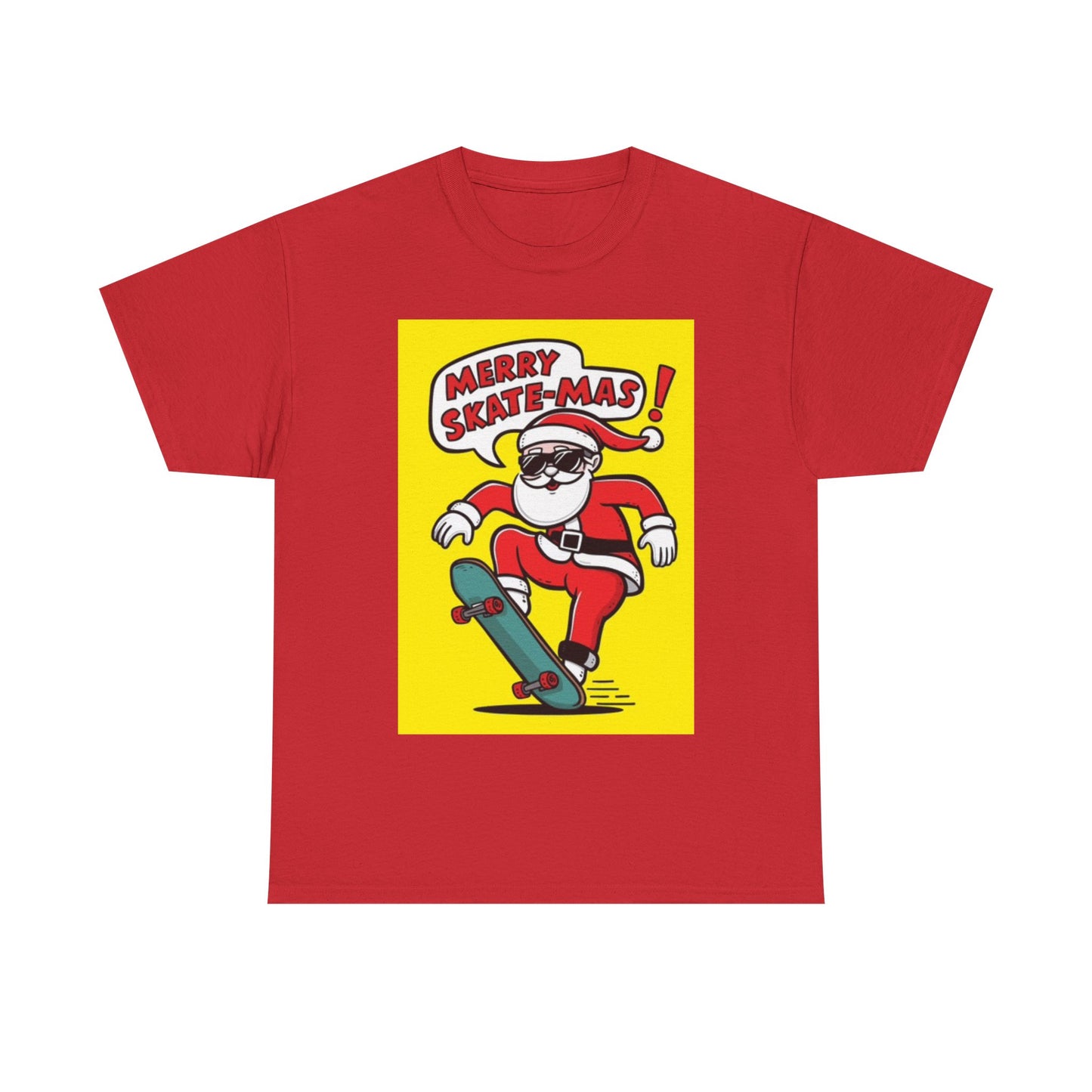 Merry Christmas Shirt Santa Skateboarding Graphic Unisex Heavy Cotton Tee