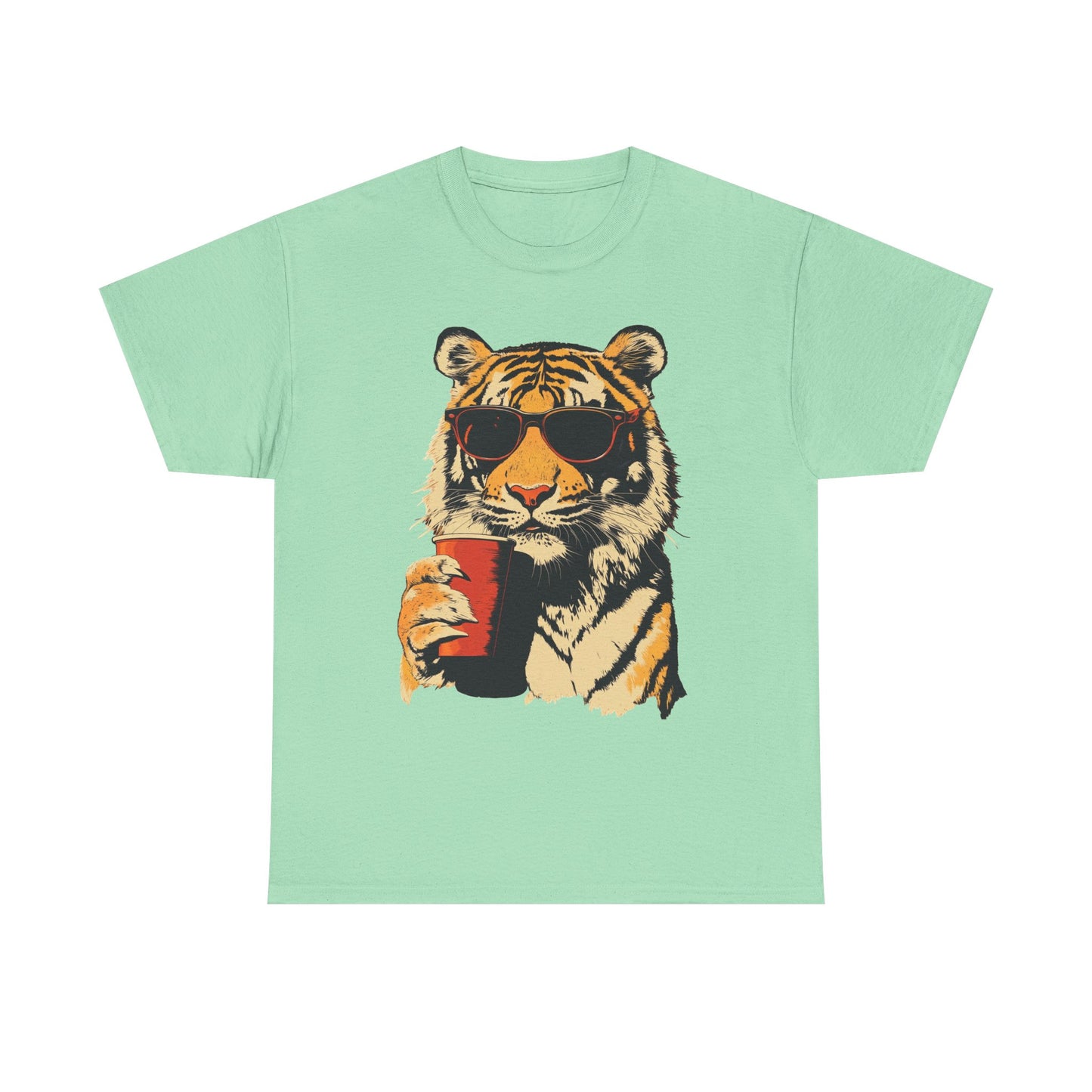 Chill Out Party Tiger Retro Graphic T Shirt Regular Men's Heavy Cotton Tee