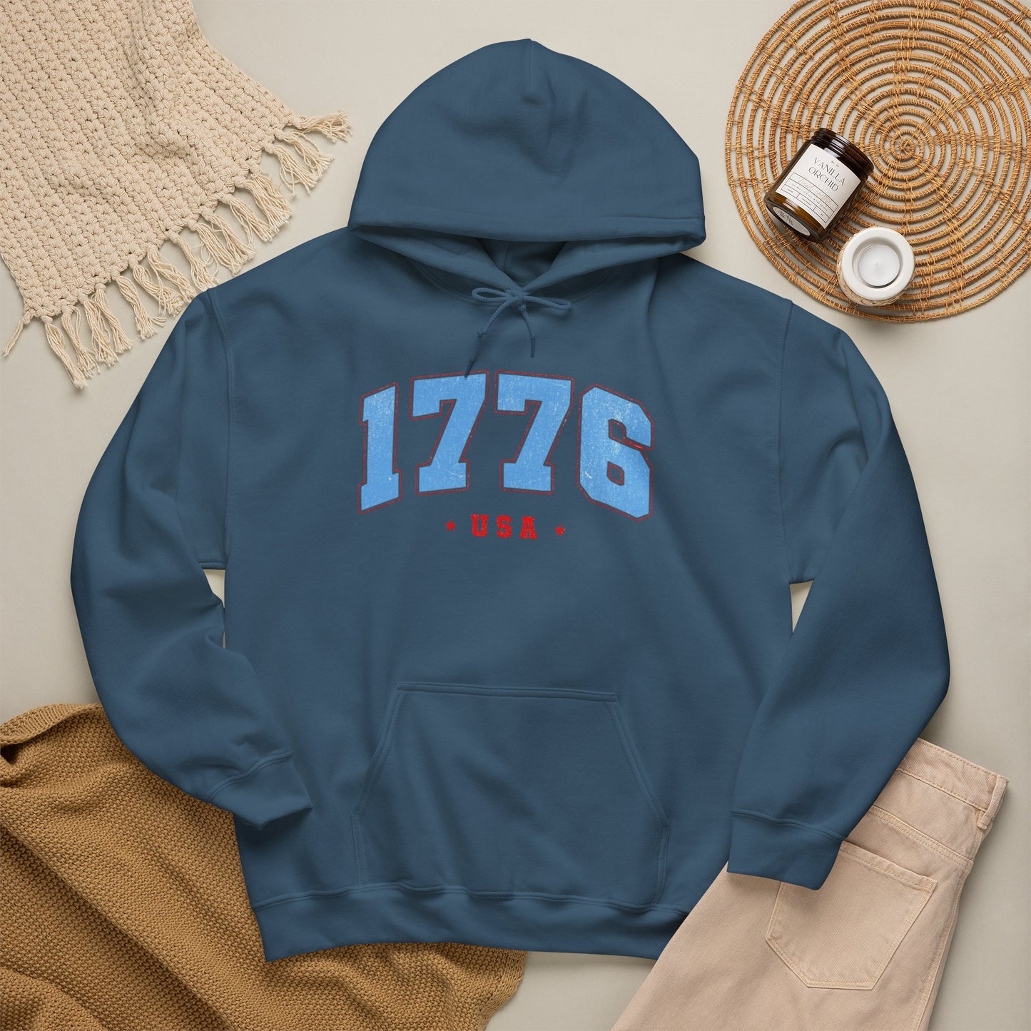 1776 USA Retro America Graphic Hoodie Men's Heavy Blend™ Hooded Sweatshirt