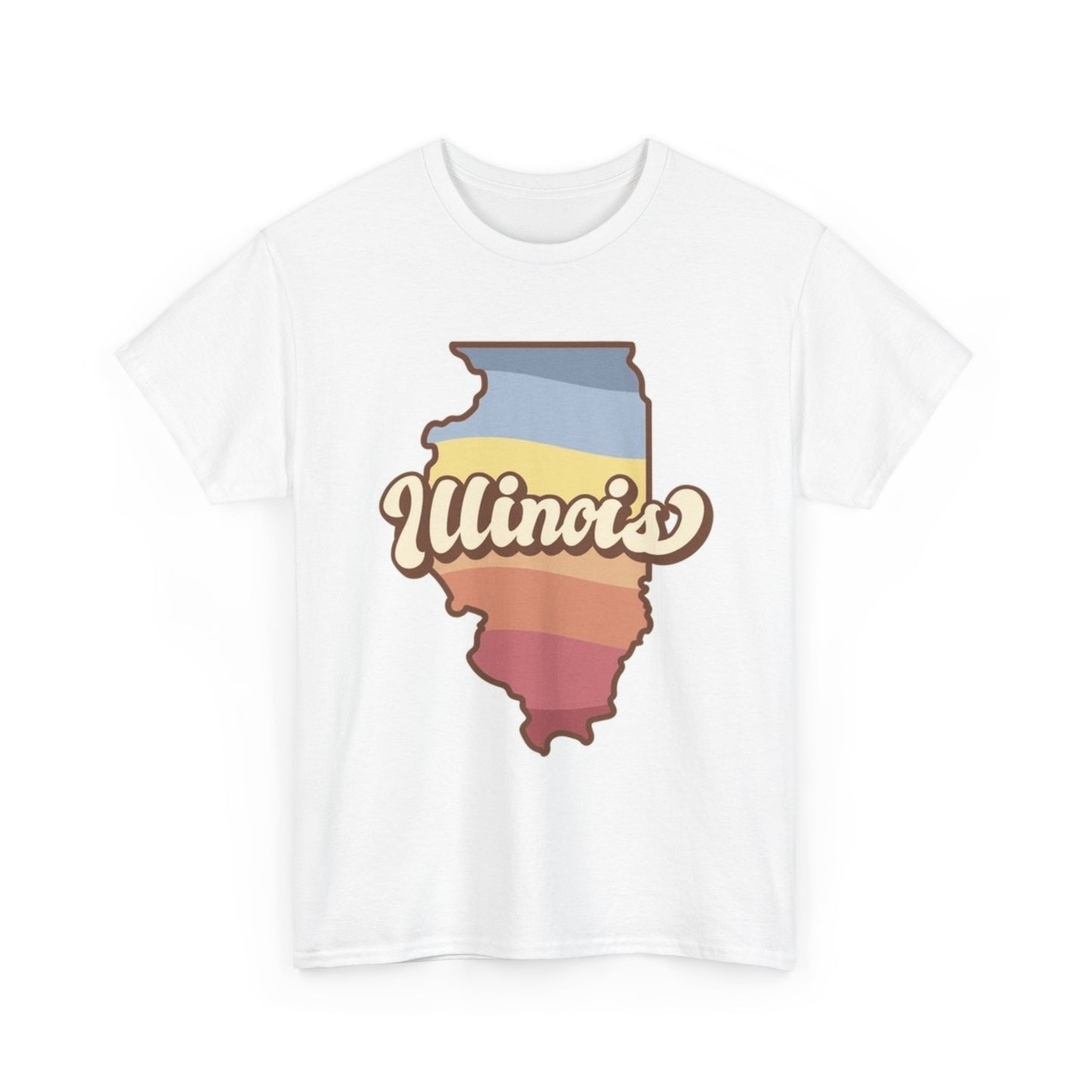 Illinois Multi Color State Logo BRAND NEW Apparel T Shirt Unisex Unisex Heavy