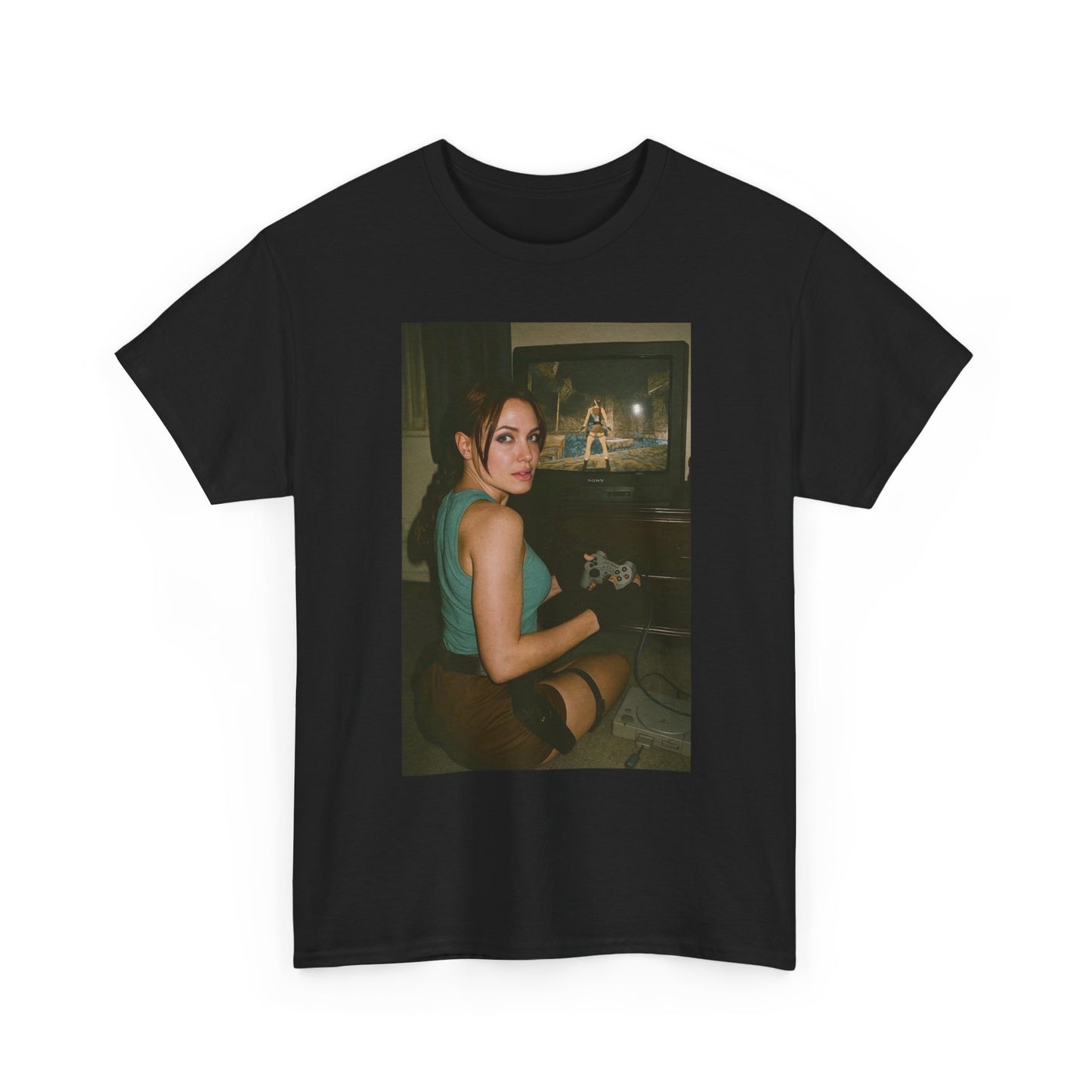 Lara Croft Tomb Raider Graphic T Shirt Funny Vintage 90s Unisex Heavy Cotton Tee