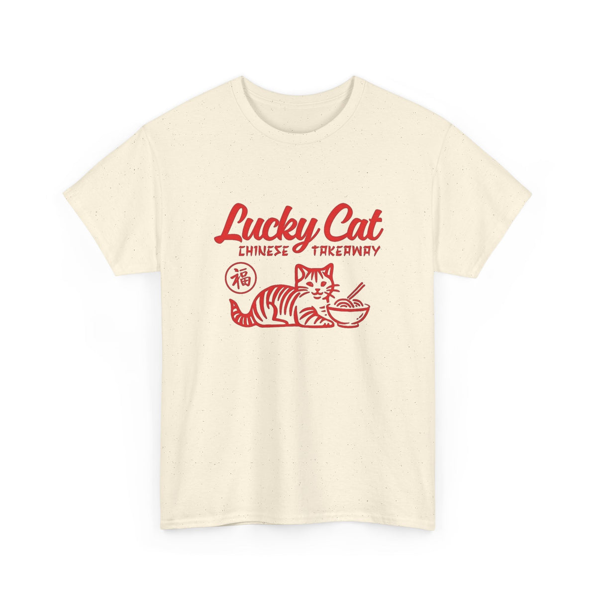 Lucky Cat Chinese Takeaway Graphic T-Shirt Men's Graphic Tee Funny Retro