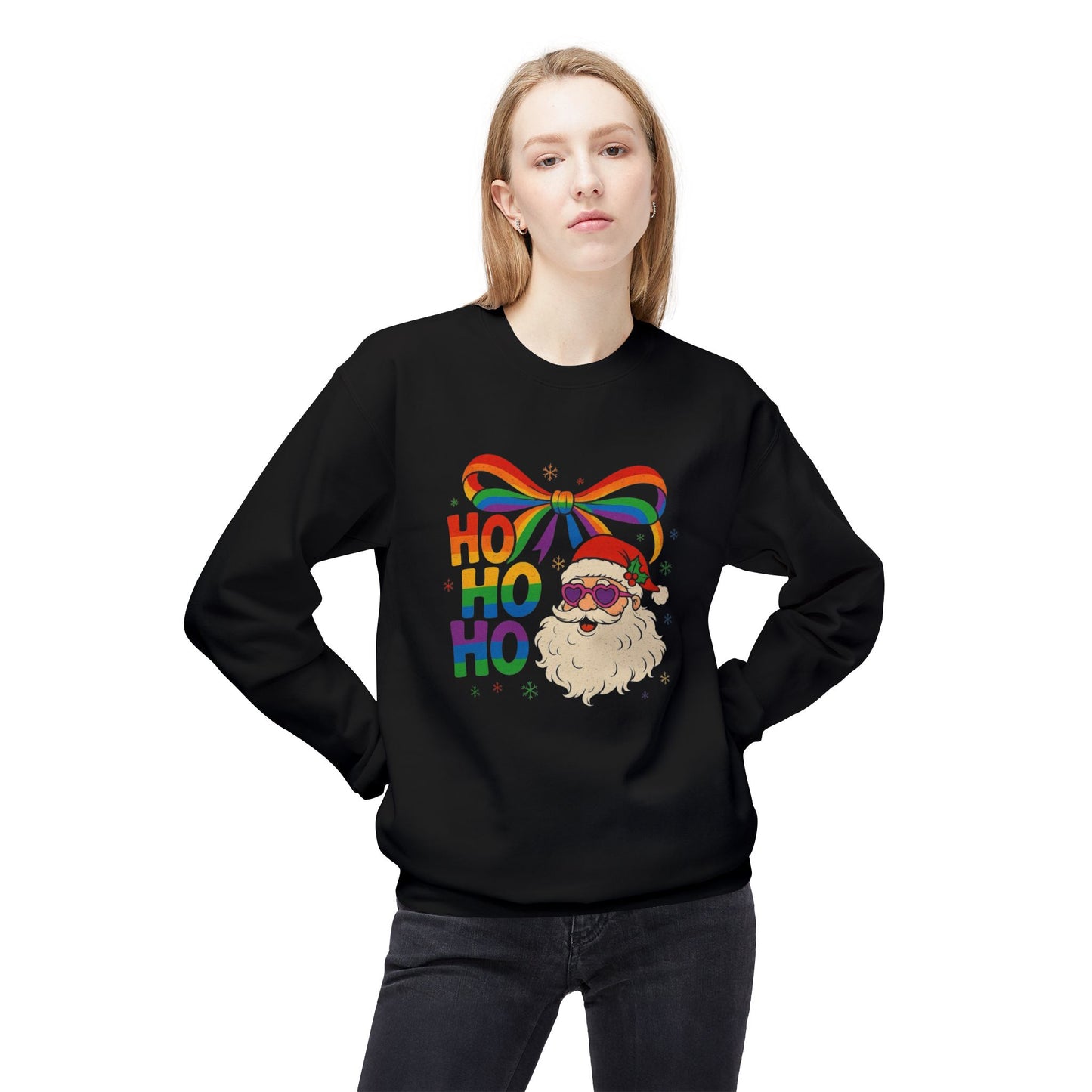 Rainbow Christmas Sweater NEW Unisex Fleece Crewneck Sweatshirt