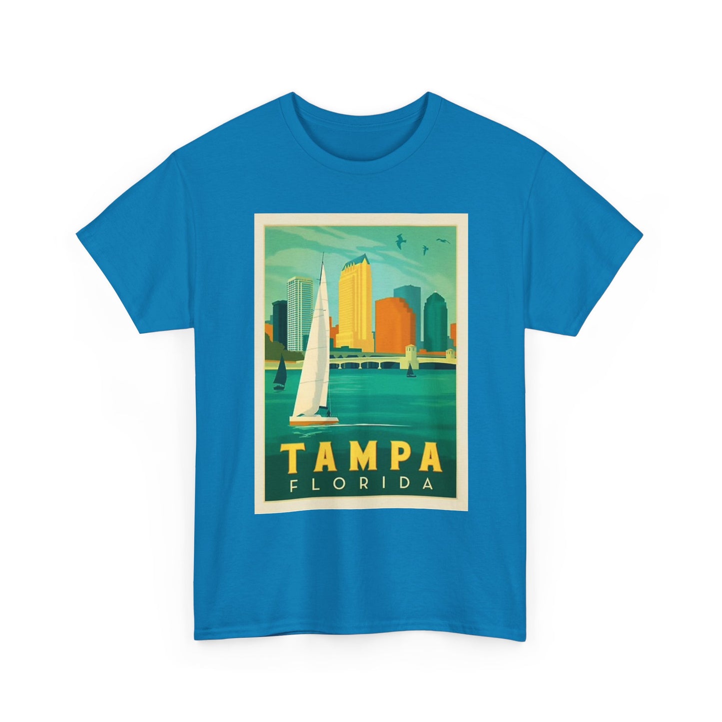Tampa Florida Graphic T Shirt Vintage Sailing Beach Unisex Heavy Cotton Tee