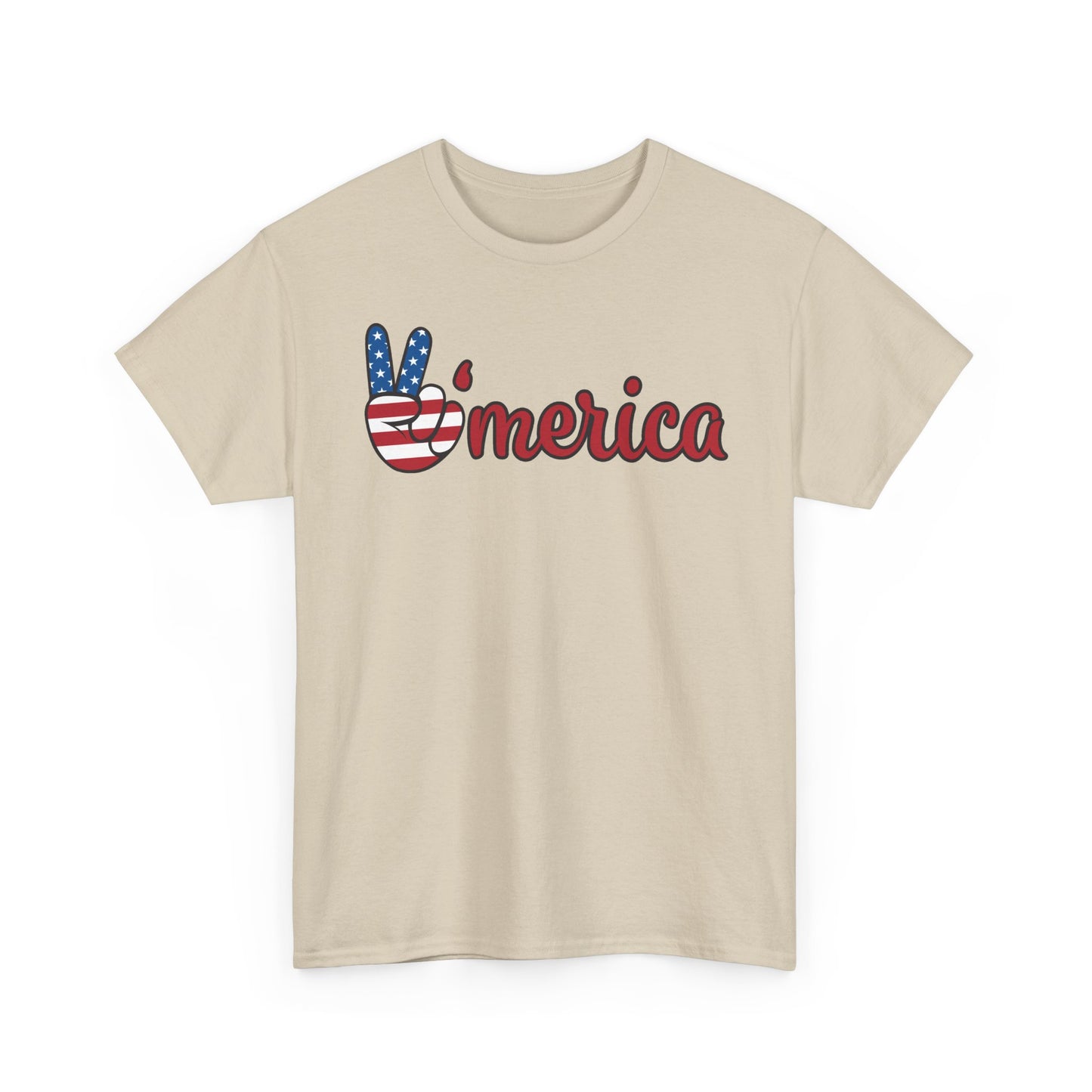 America Peace Sign Graphic T Shirt USA American Flag Unisex Heavy Cotton Tee
