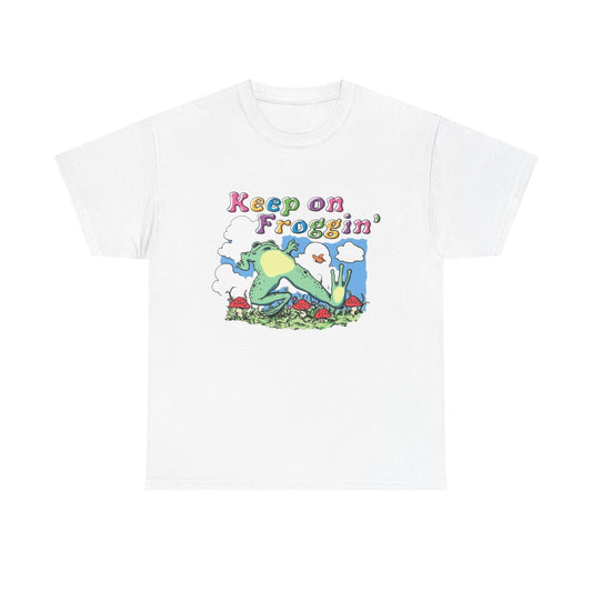 Keep on Froggin' Frog Illustration Tee | Retro Cute Frog Graphic