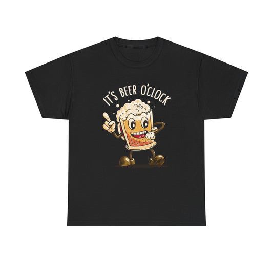 Its Beer O Clock Funny T Shirt Jokes Unisex Heavy Cotton Tee