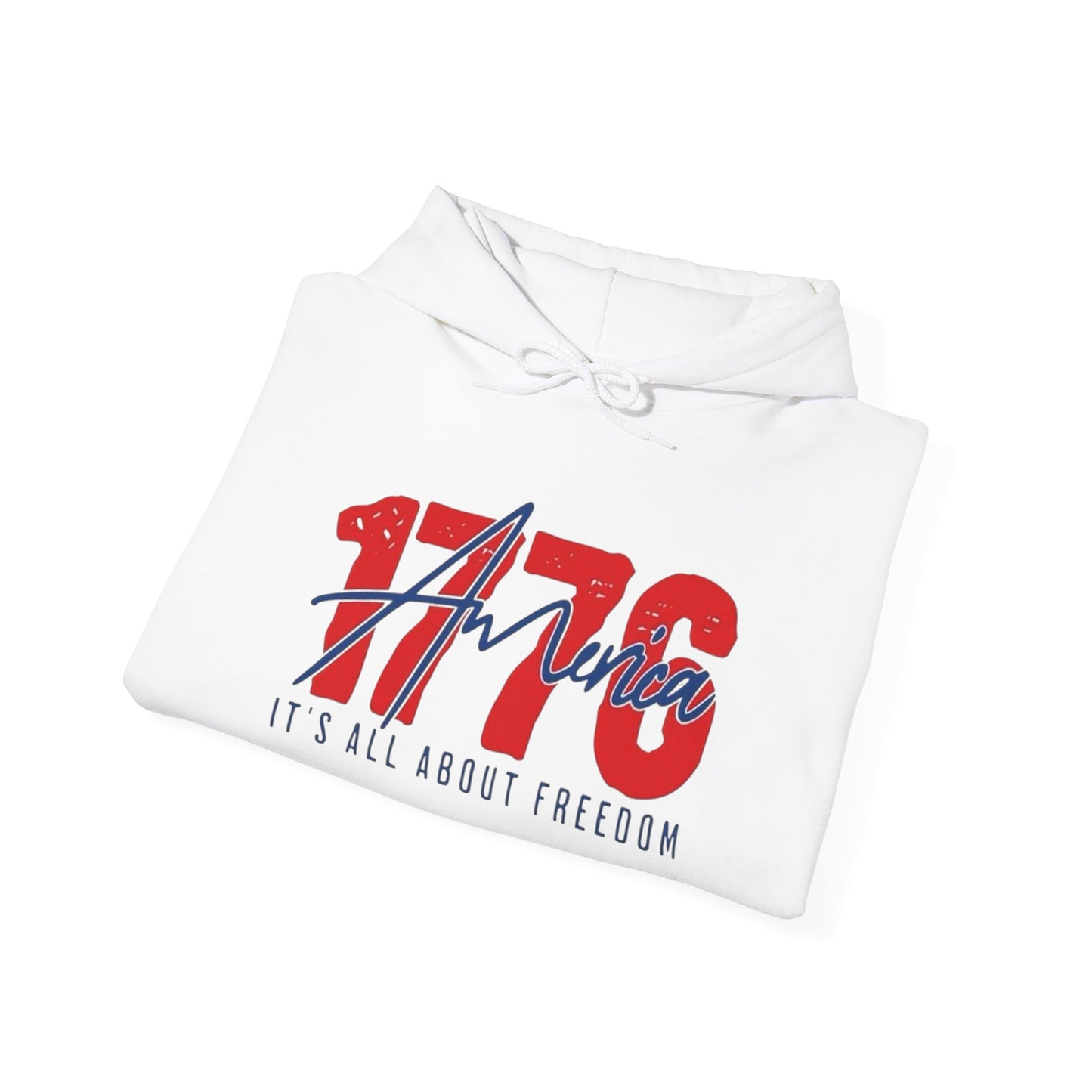 1776 All About Freedom USA Graphic Hoodie Heavy Blend Sweatshirt NEW