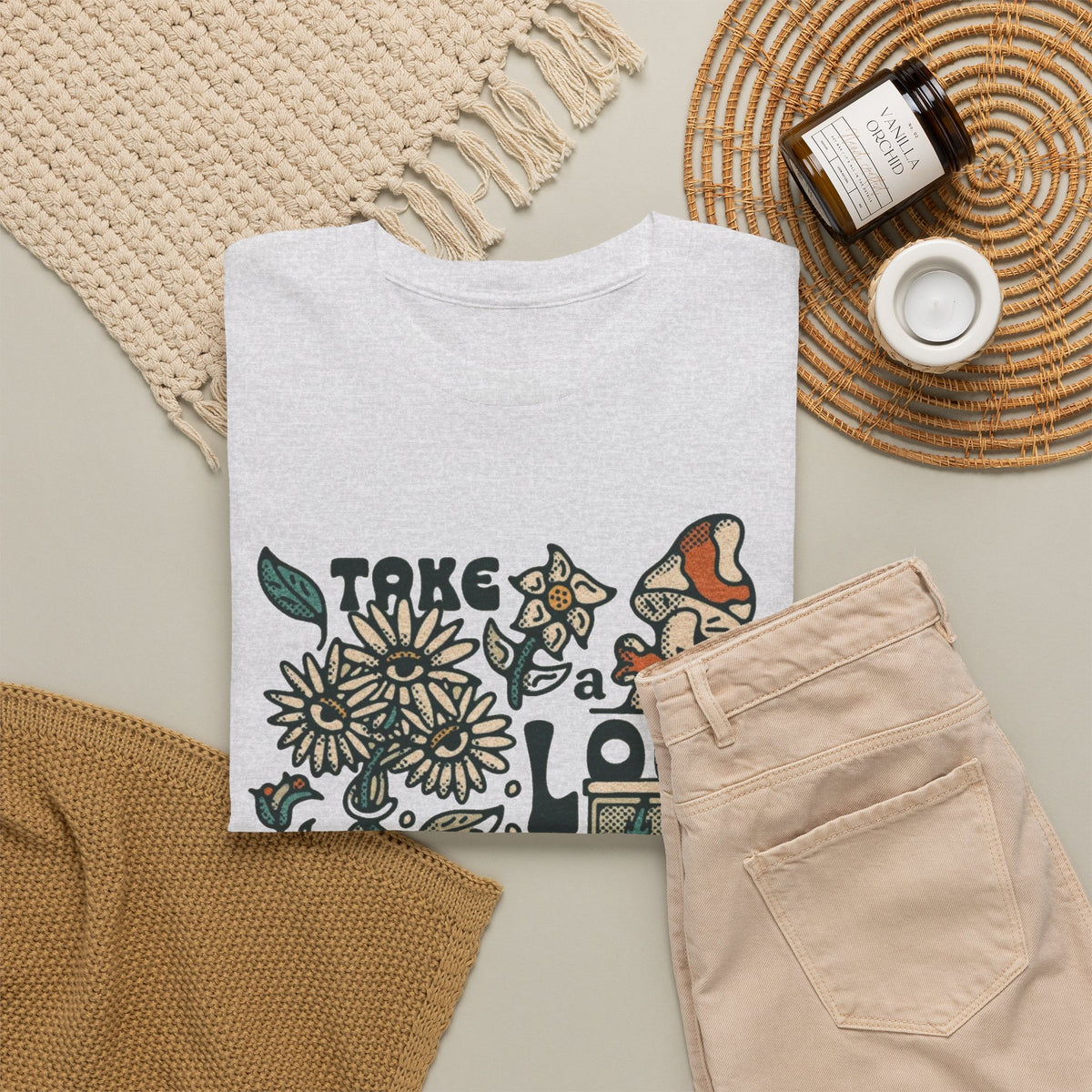 Take A Look Outside Graphic T Shirt Men's Retro Heavy Cotton Tee