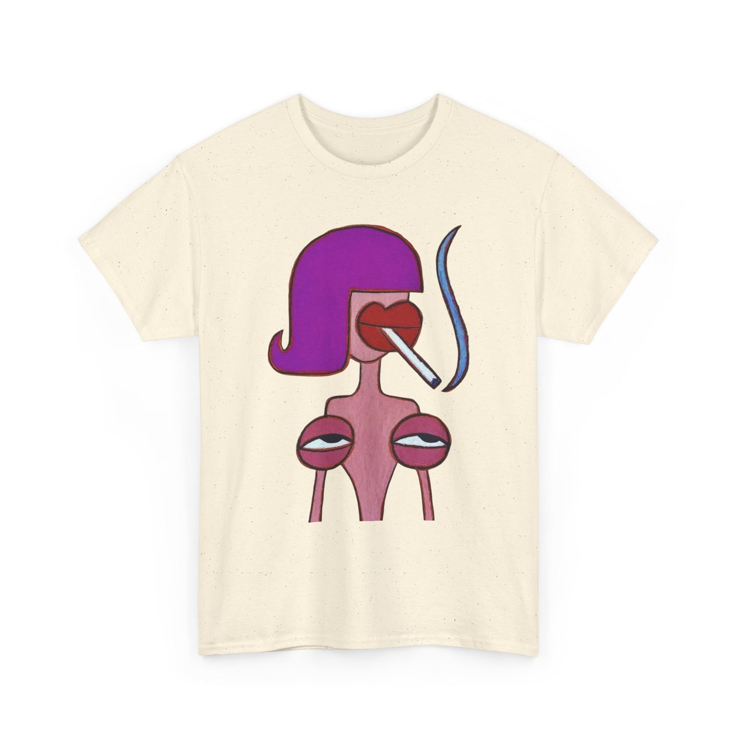 Upside Down Woman Smoking Graphic T Shirt Vintage Cotton Tee - New Gift - Tee