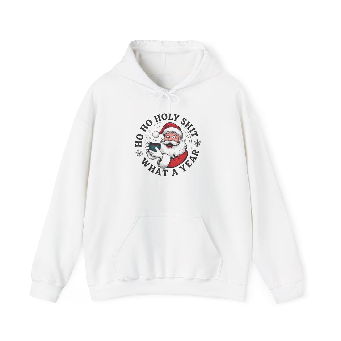 Santa What A Year Funny Graphic Hoodie Unisex Heavy Blend™ Hooded Sweatshirt