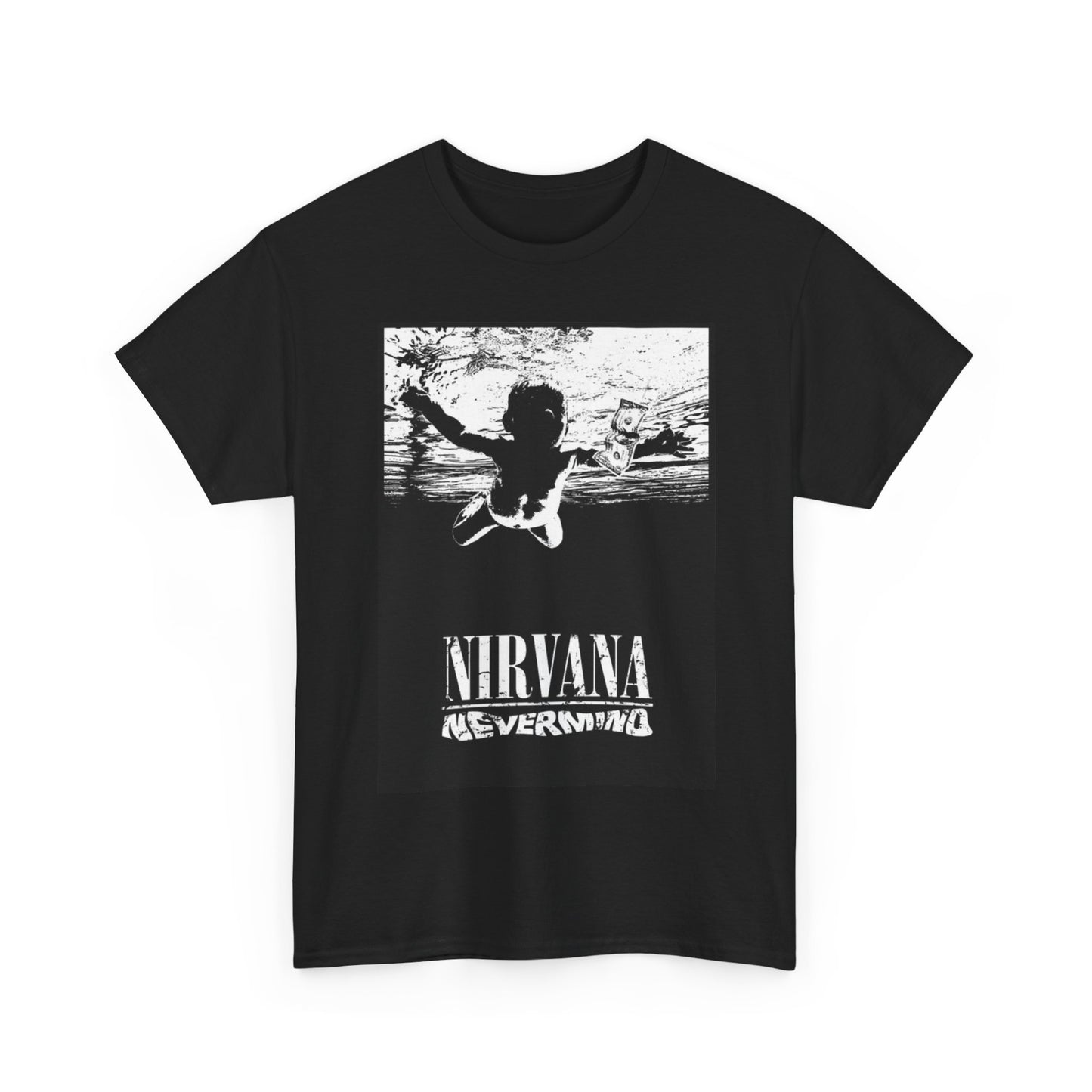 Nirvana Tshirt Kurt Cobain Grunge Nevermind Album Cover Unisex Heavy Cotton Tee